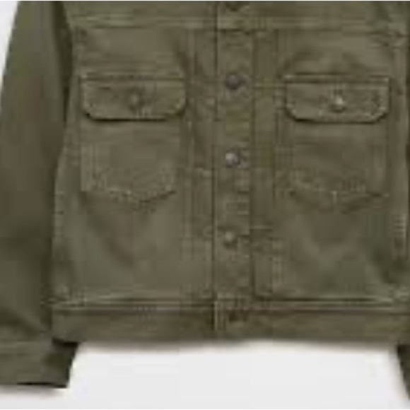 American Eagle Men's Tan Khaki Workwear Utility Trucker Bomber Jacket Medium - Picture 2 of 13